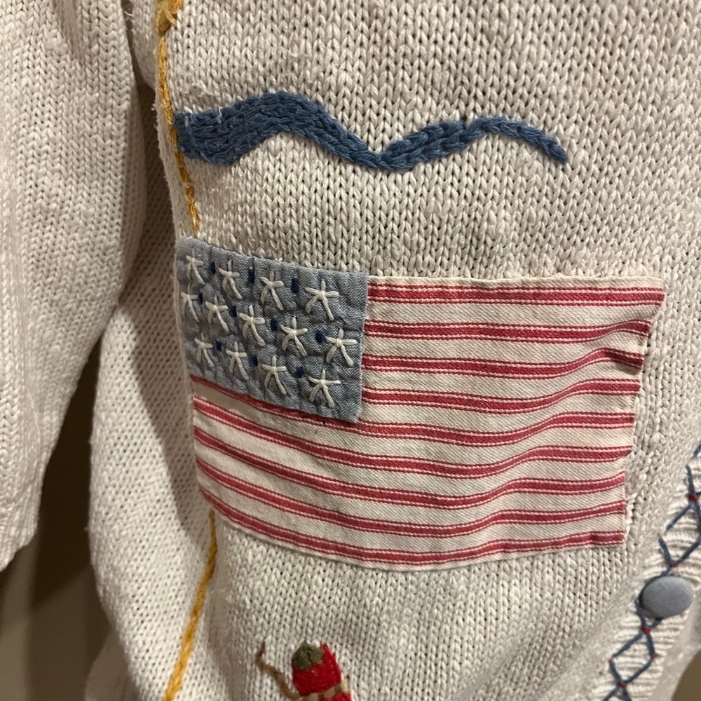 Vintage Susan Bristol Off White Cardigan Multicolor Embroidery, Grannycore, M - Picture 3 of 12